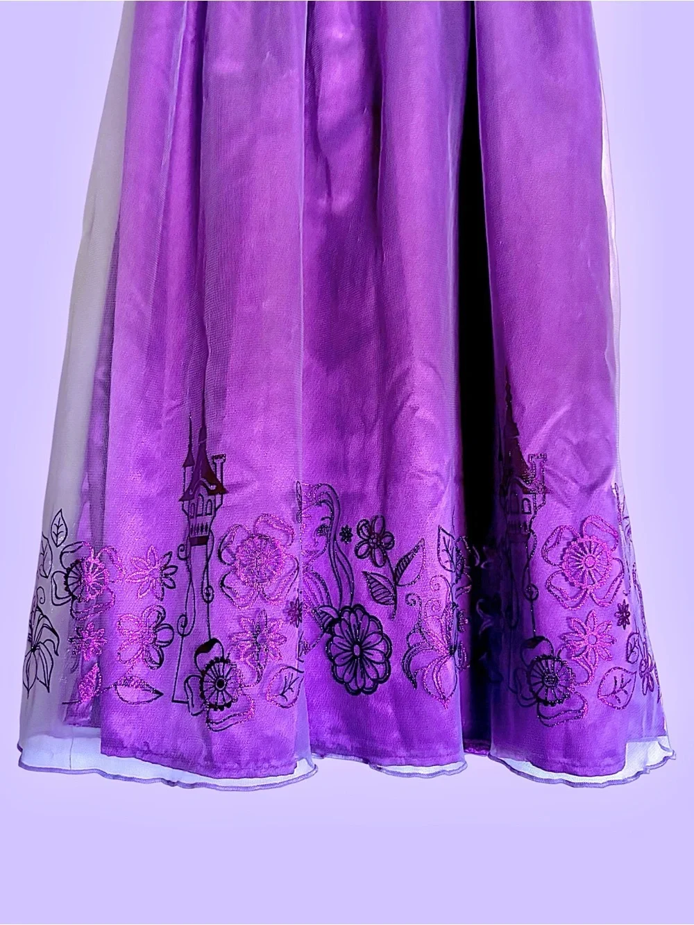 NWT Disney Store Rapunzel Princess Costume Dress Lavender Satin Girls Size 5/6
